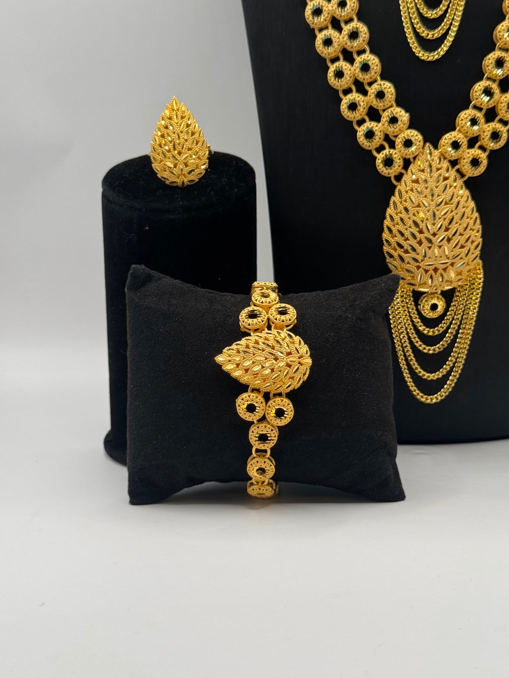 Golden Lotus Cascade Bridal Set