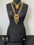 Layered double chain coin necklace