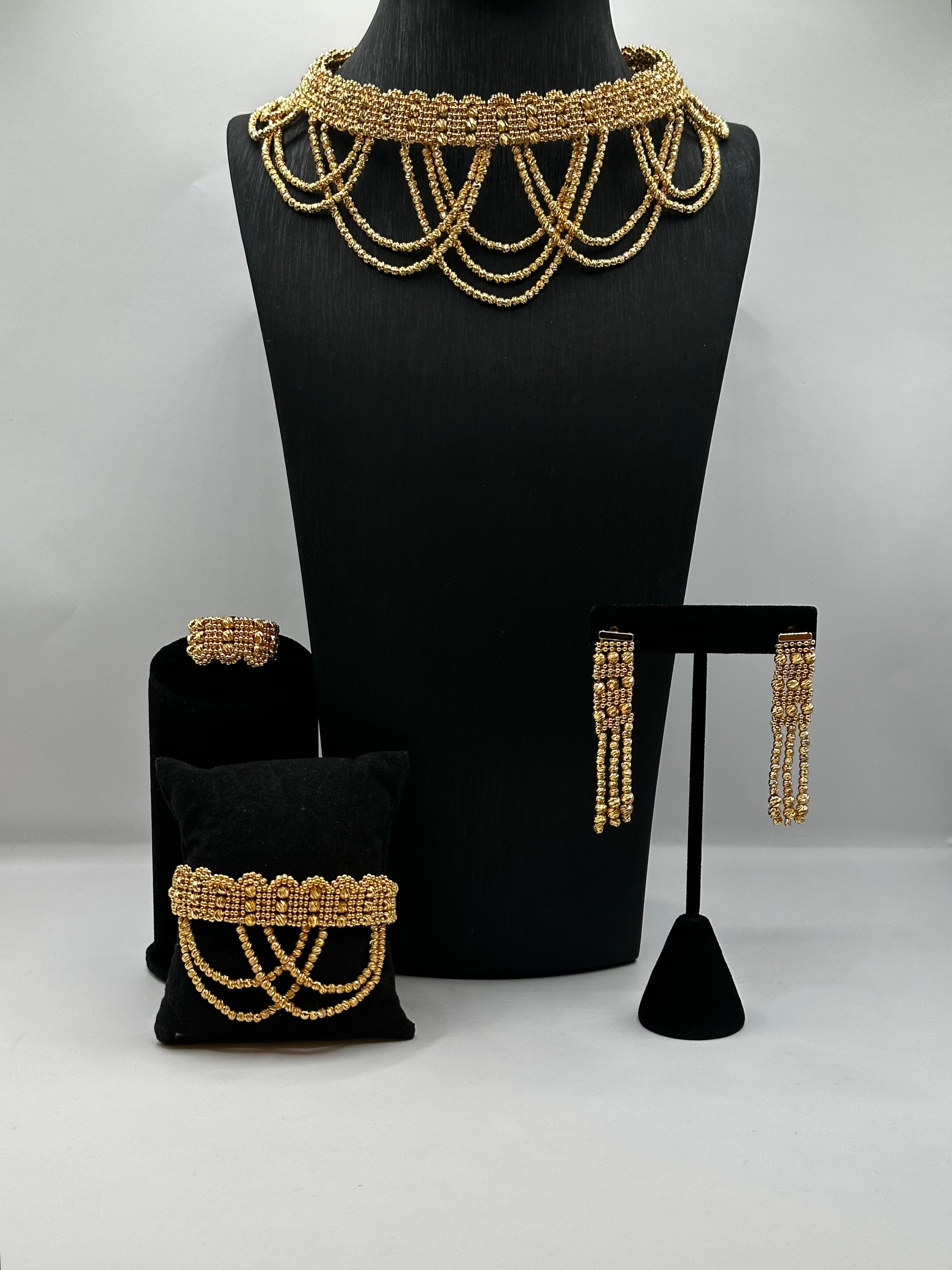 Golden Cascade Beaded Statement Necklace