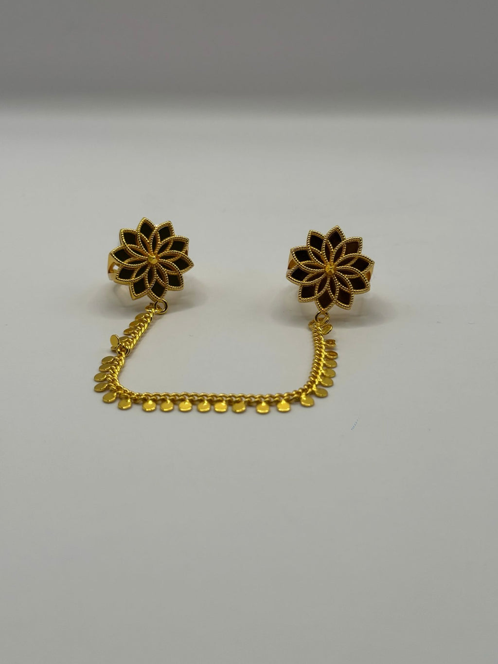 Golden Lotus Hand Chain Ring