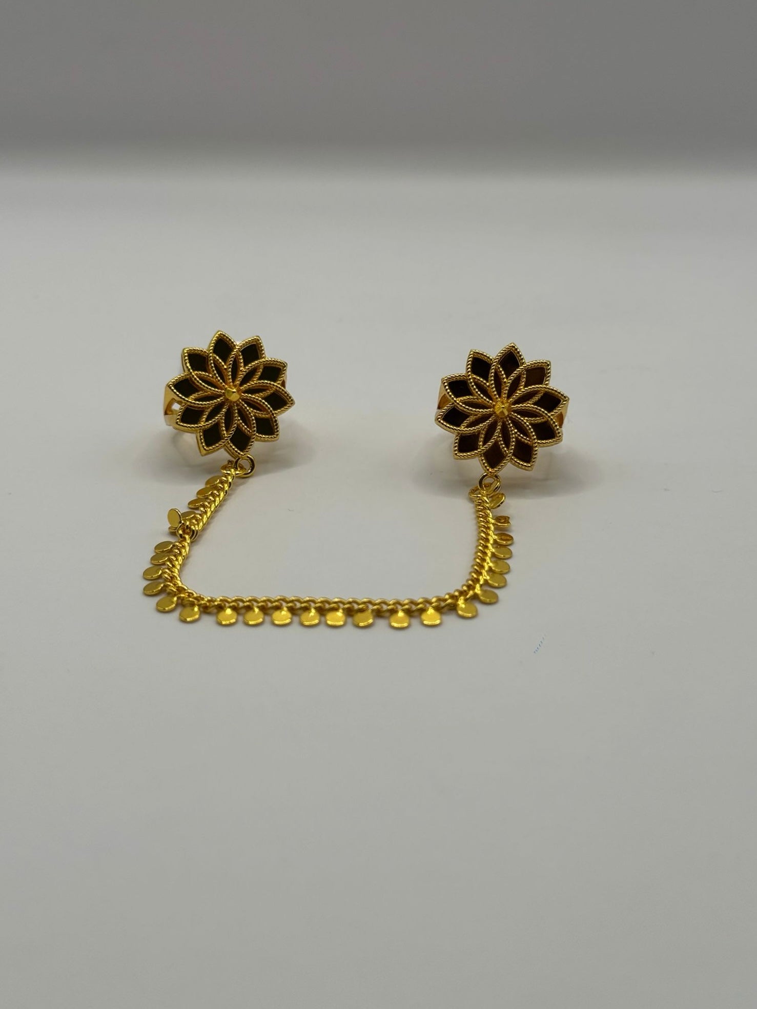 Golden Lotus Hand Chain Ring