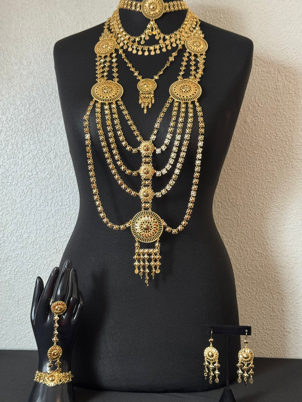 Double Choker Long Line Bridal Necklace Set