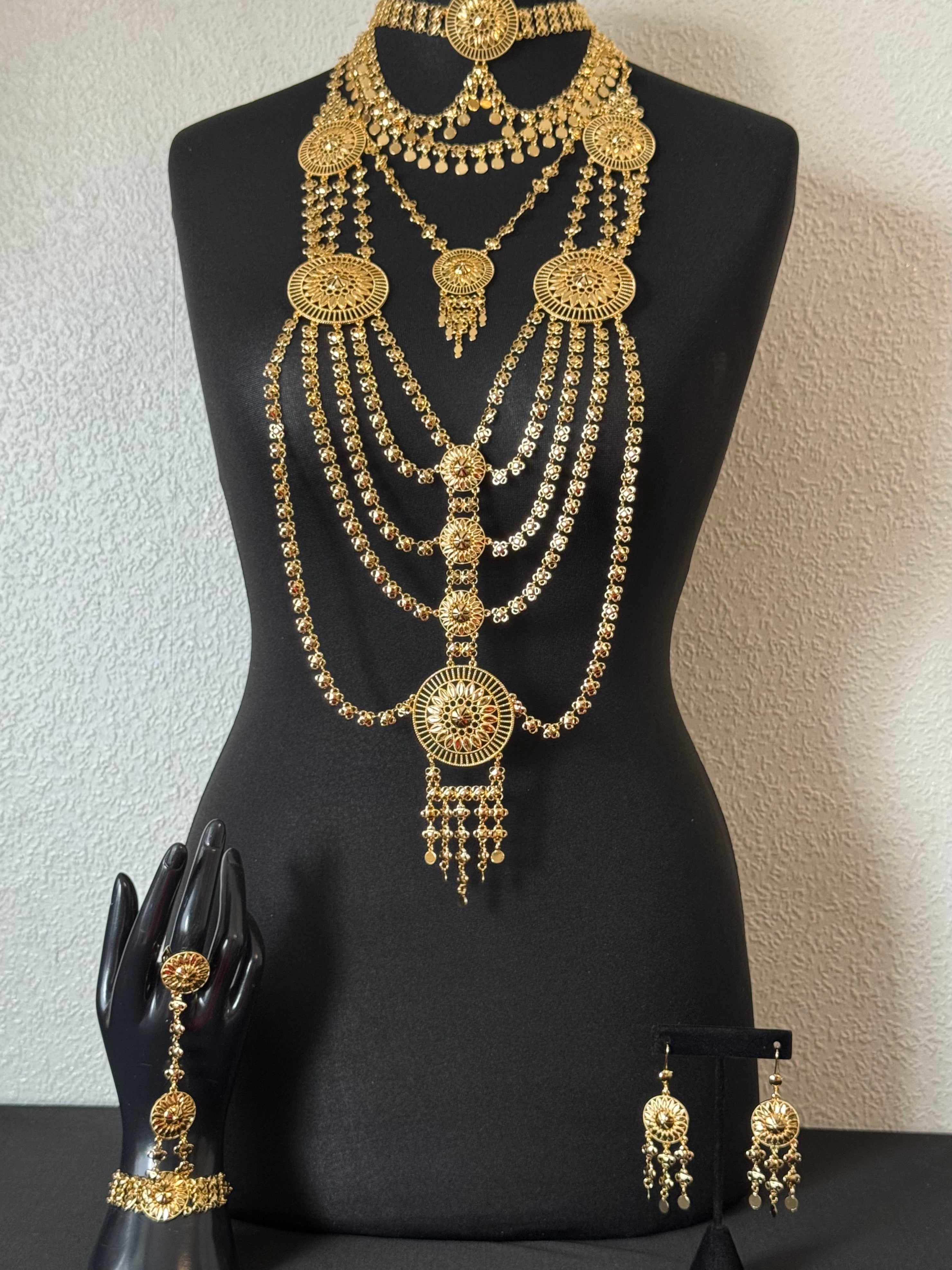 Double Choker Long Line Bridal Necklace Set