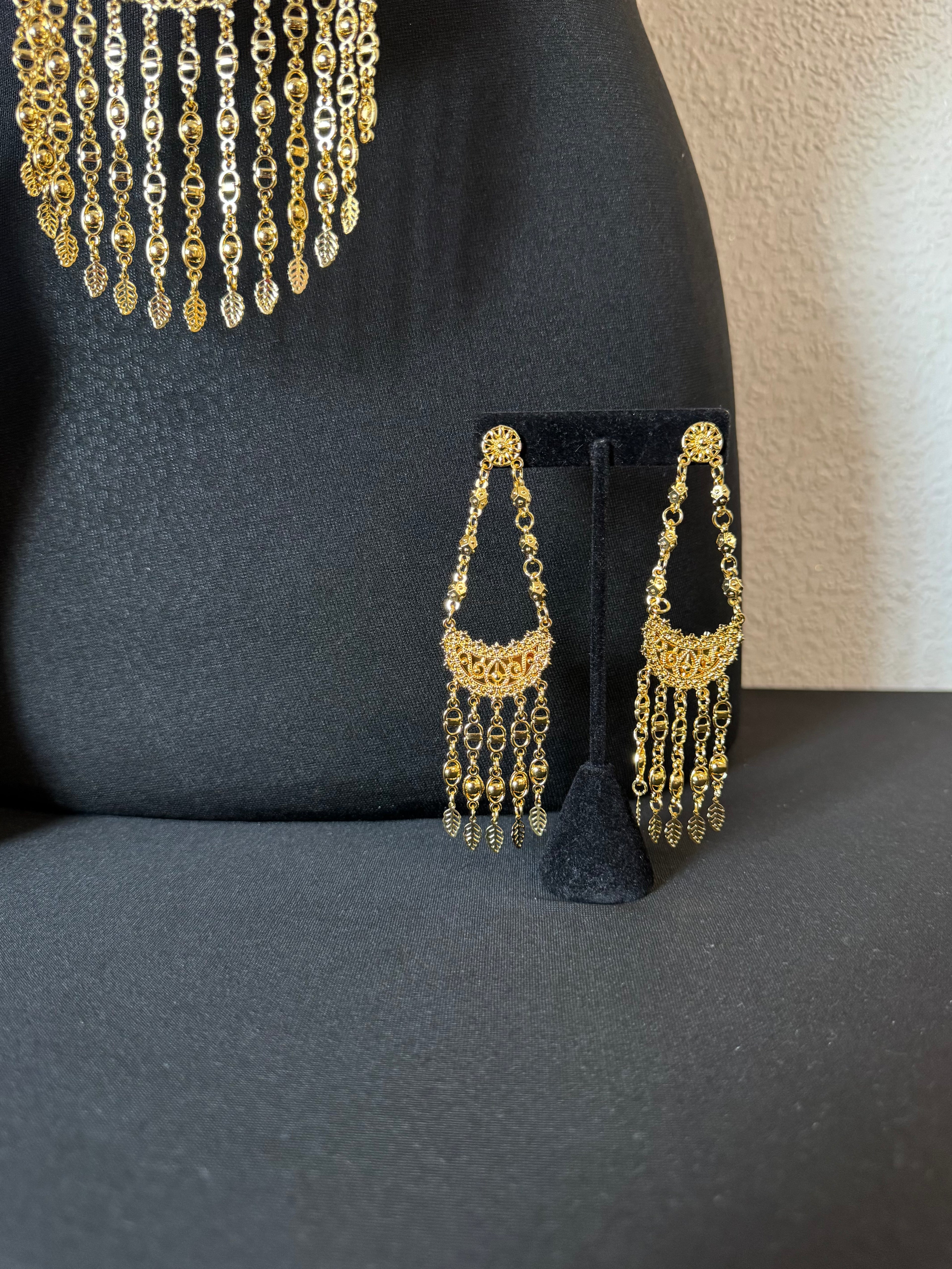 Golden Lotus Cascade Bridal Set