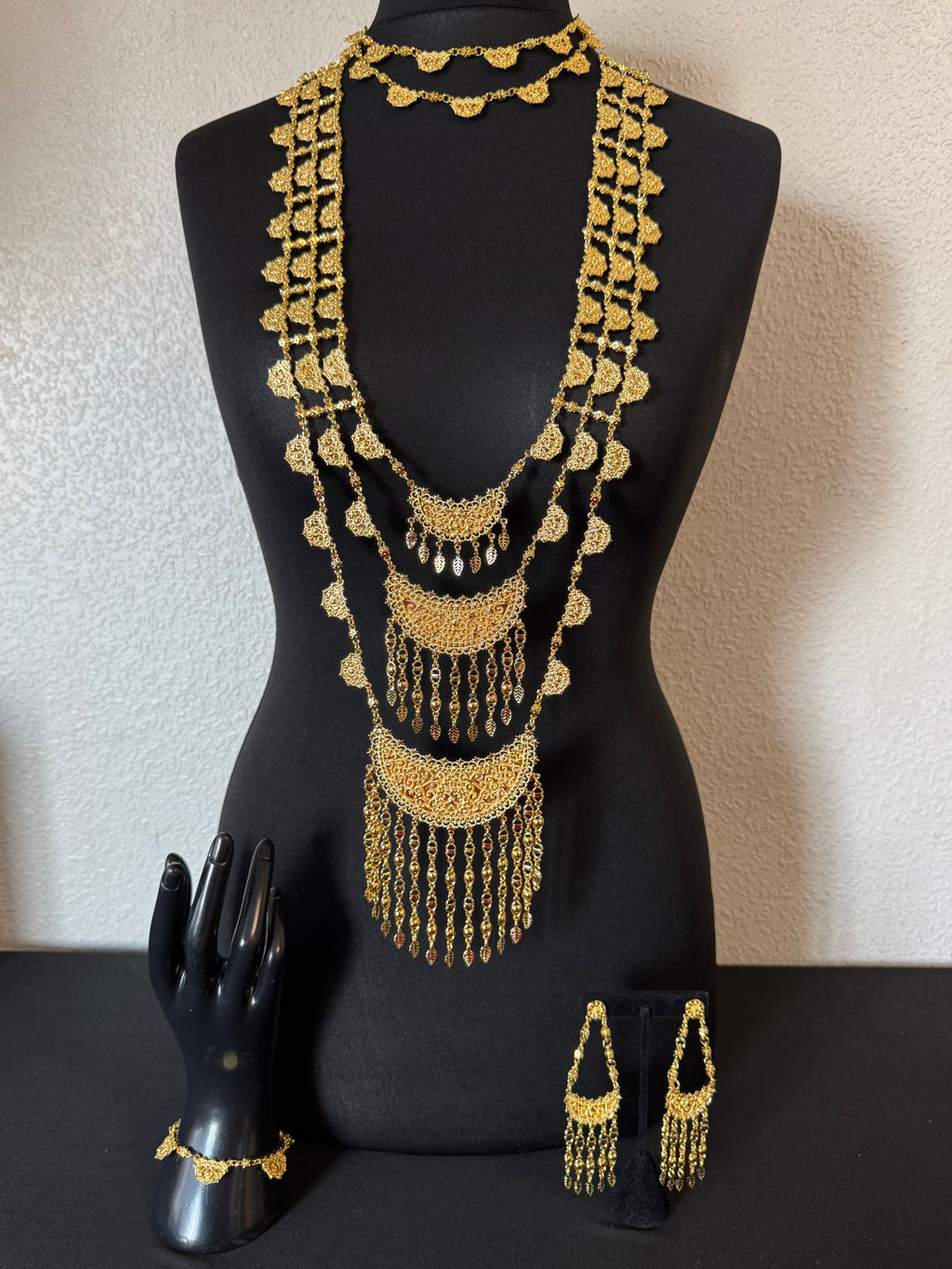 Golden Lotus Cascade Bridal Set