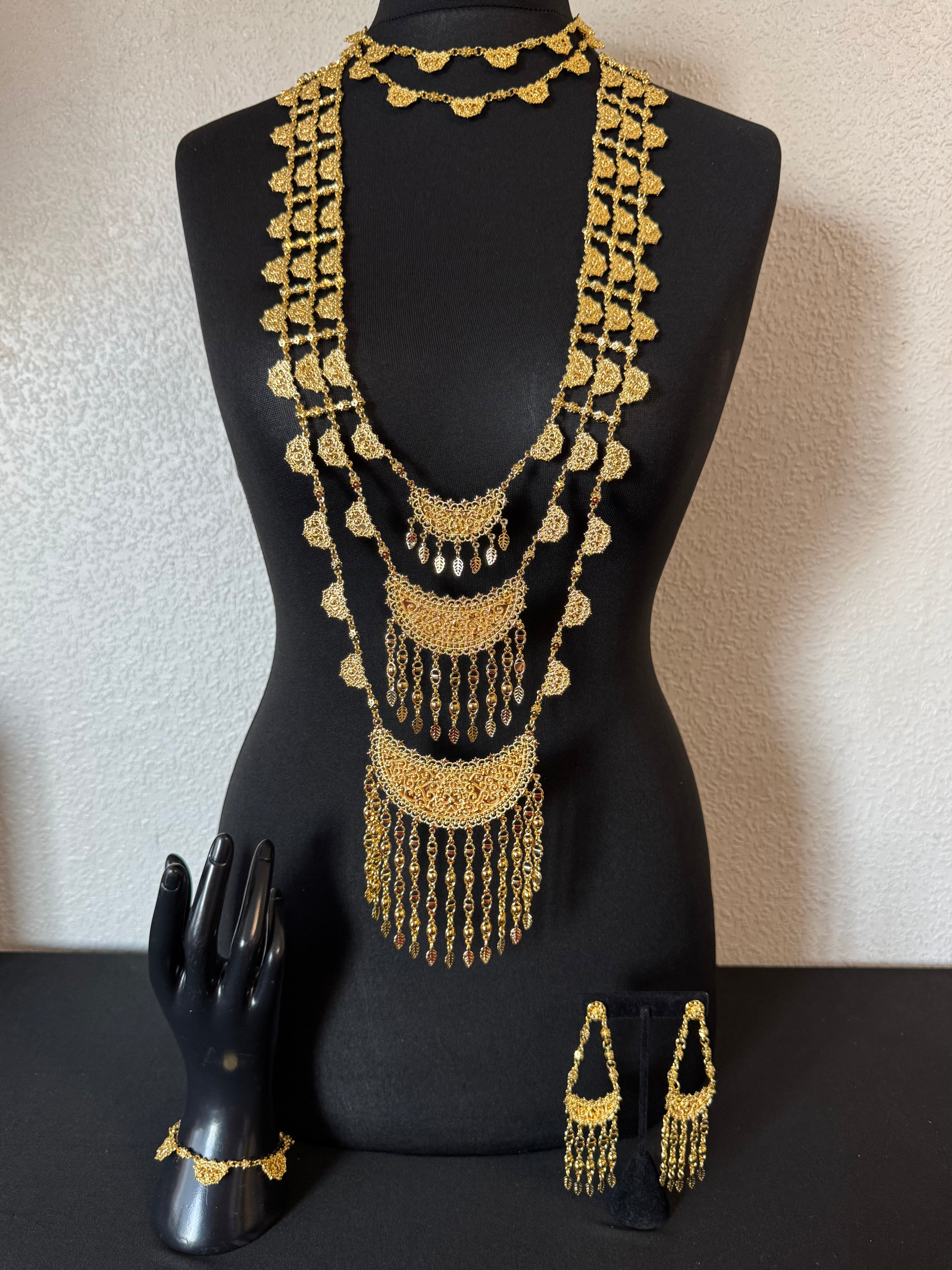 Golden Lotus Cascade Bridal Set