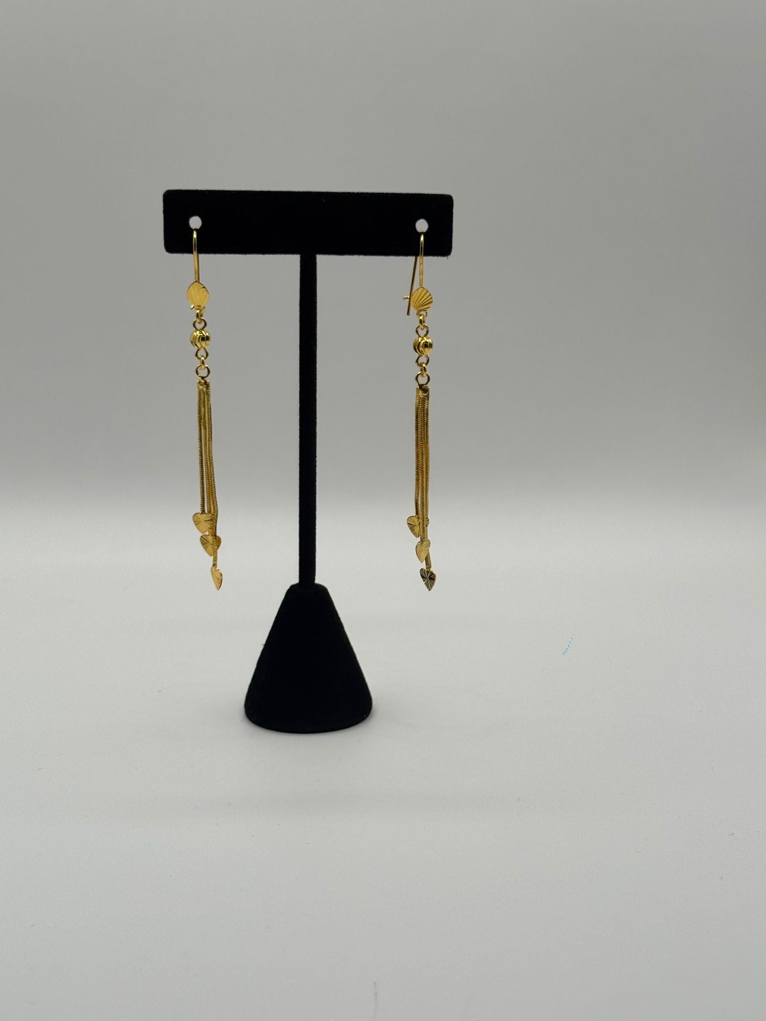 Golden Heart Triple-Layer Earrings