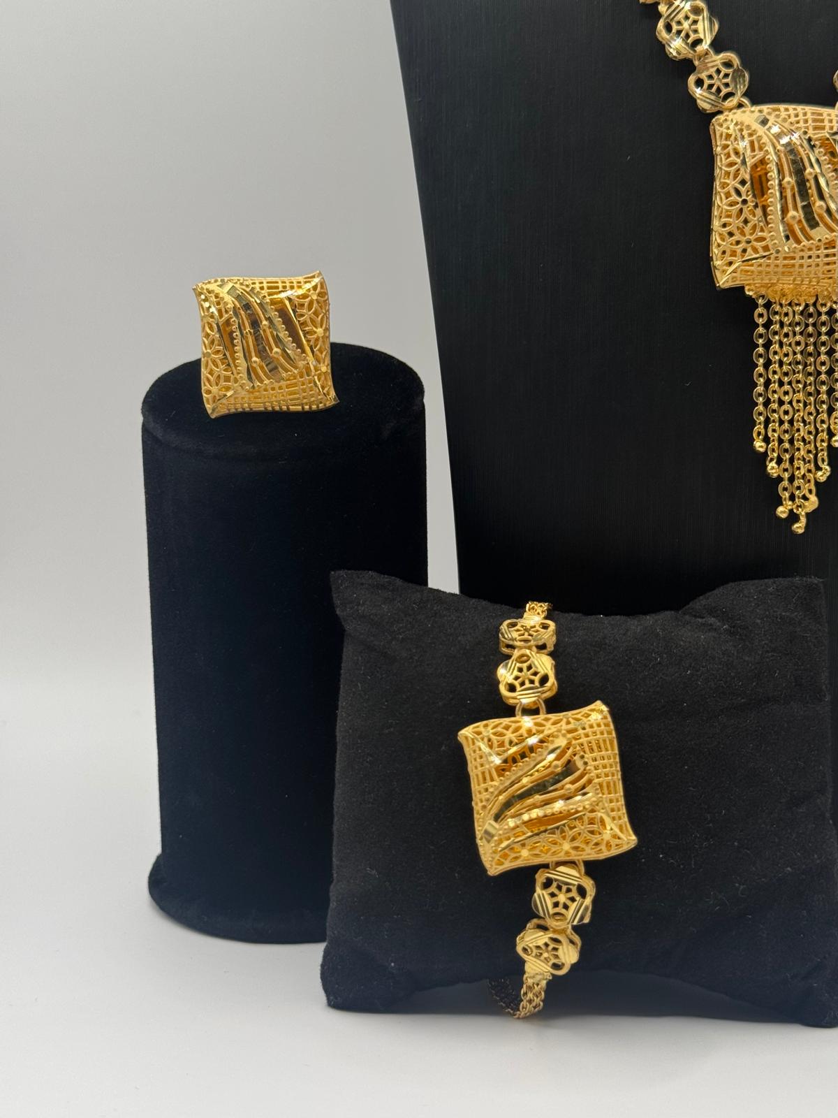Mini Square Shab Gold-Plated Jewelry Set