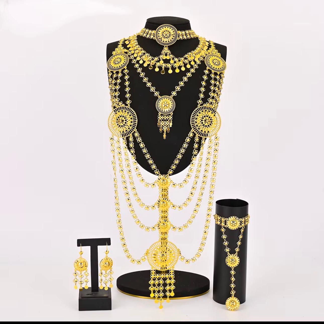 Double Choker Long Line Bridal Necklace Set