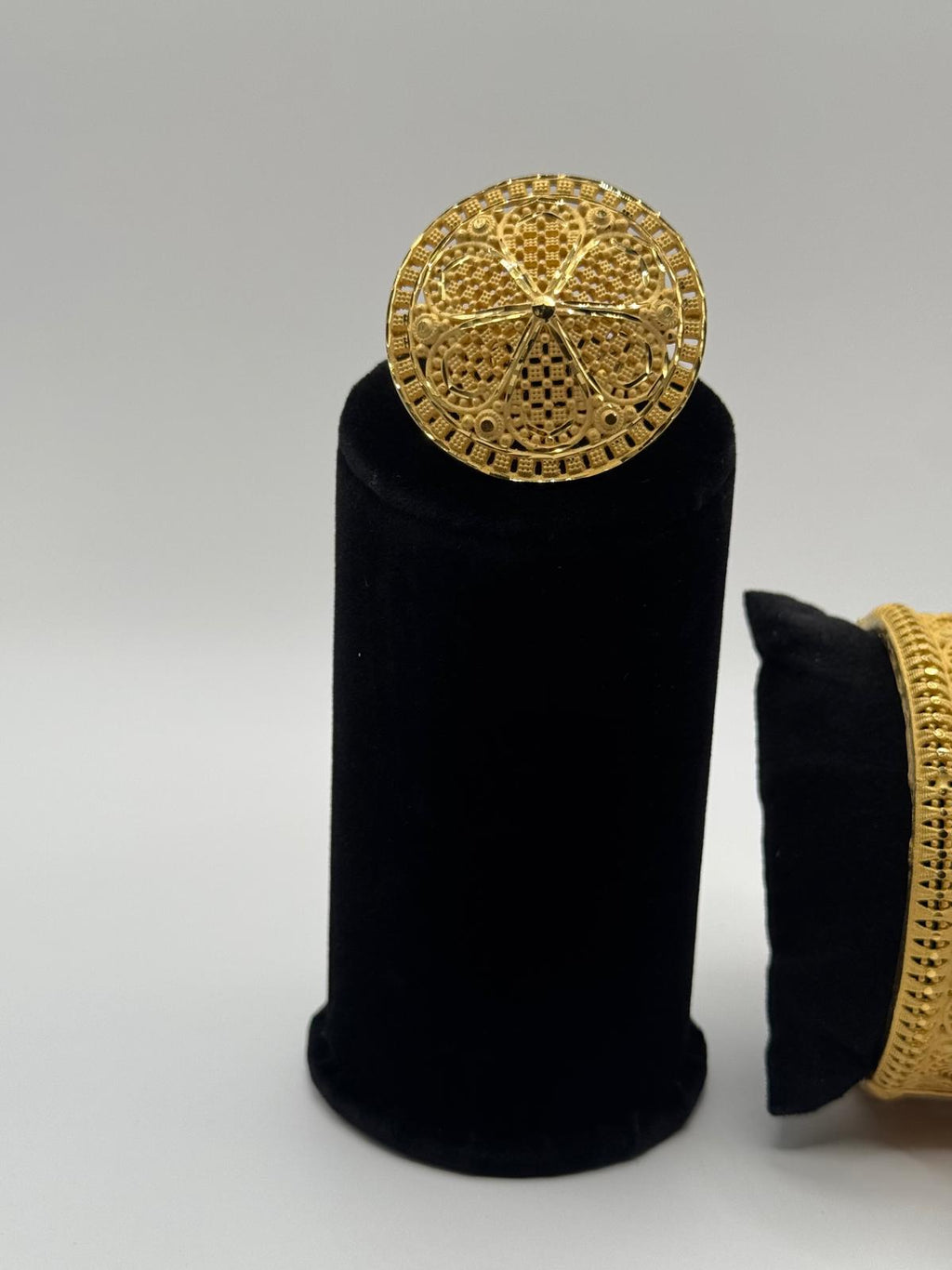 Traditional Grandeur Gold-Plated Bangle Set with Ring