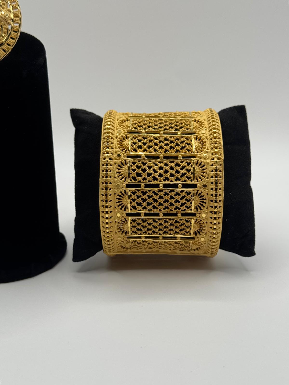 Traditional Grandeur Gold-Plated Bangle Set with Ring