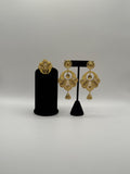 Floral Aura Gold Drop Earrings & Matching Ring