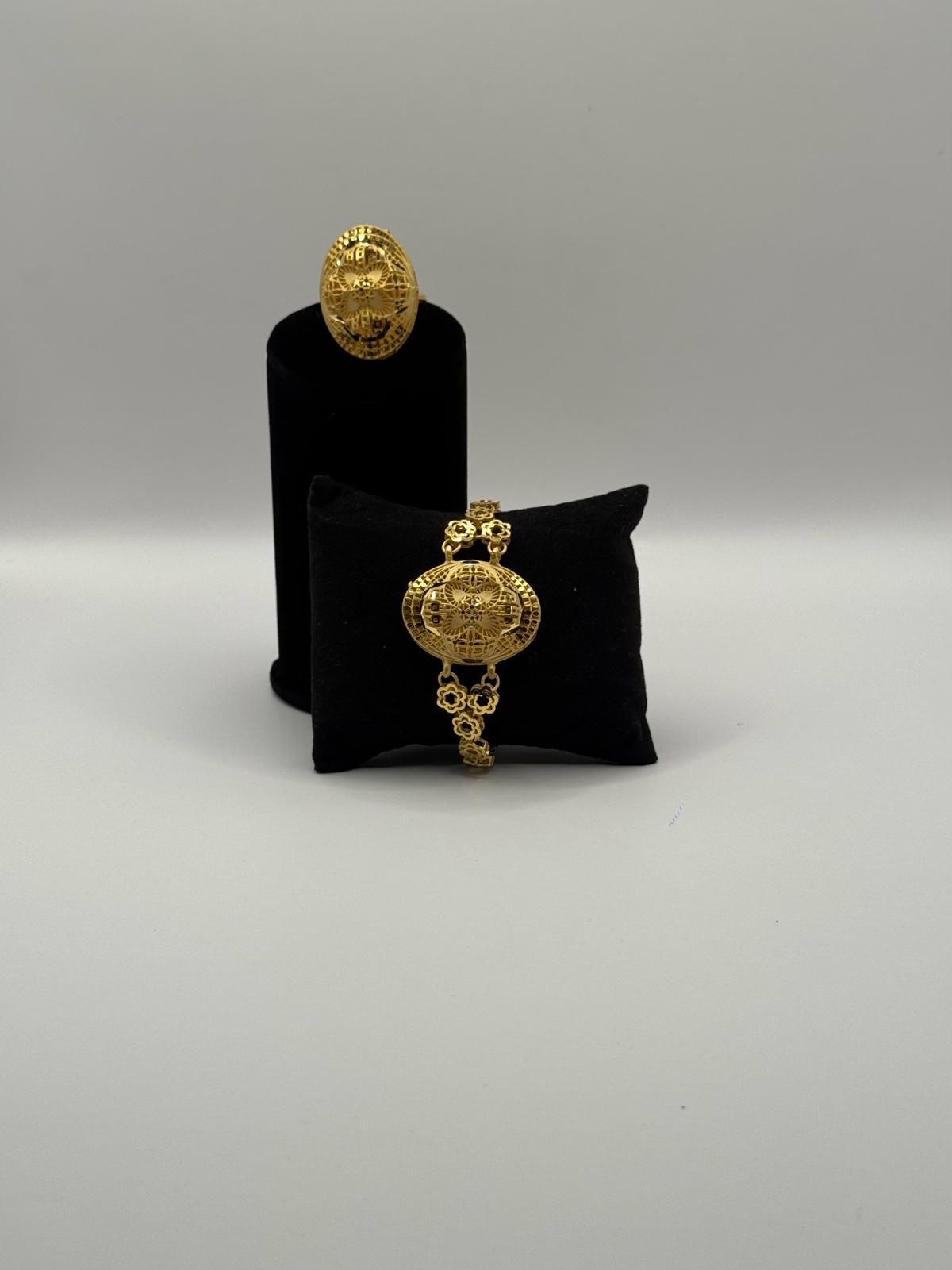Golden Bloom Bracelet & Ring Duo