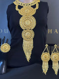 Royal Cascade large Statement Gold Necklace Set