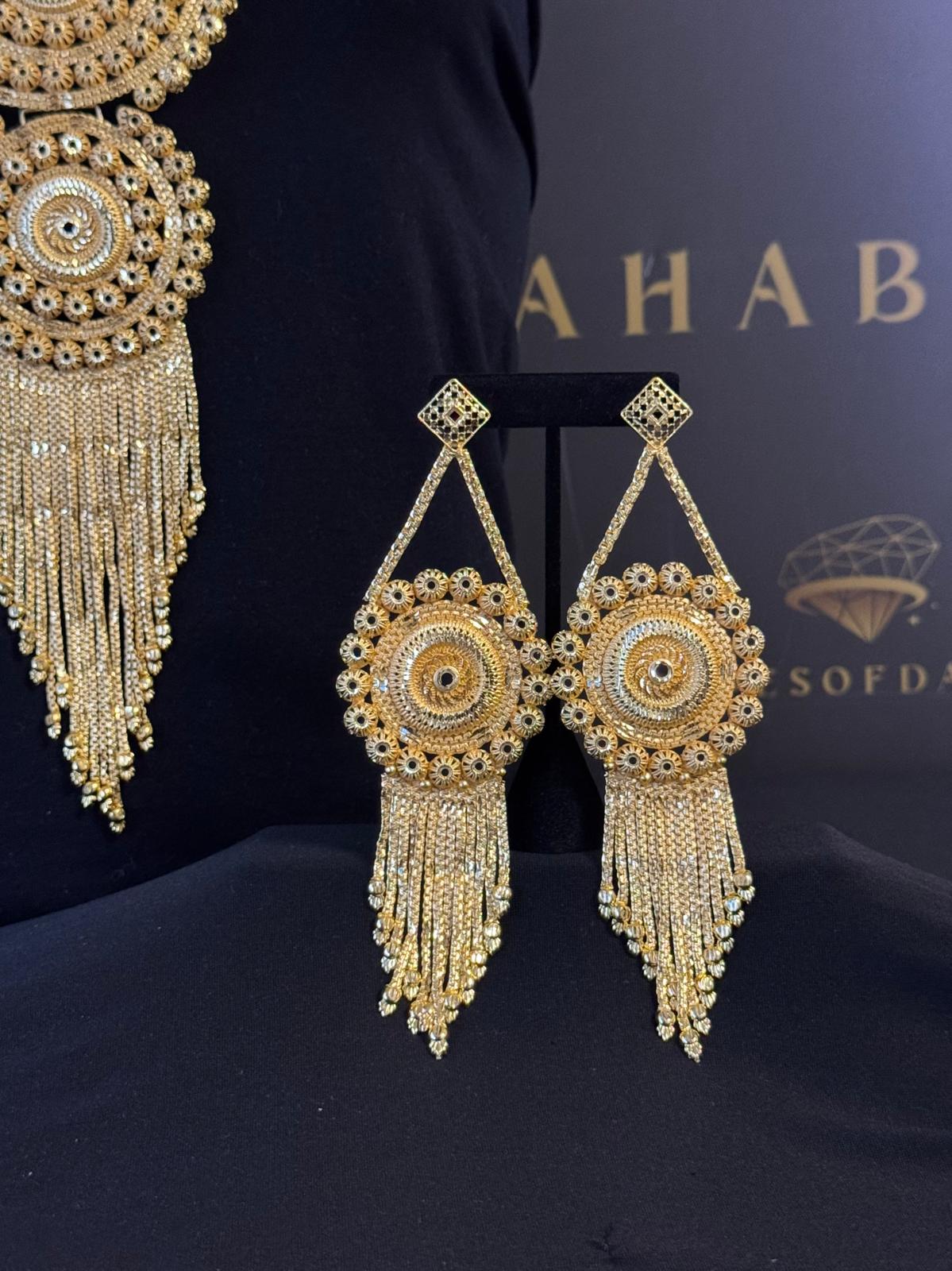 Royal Cascade large Statement Gold Necklace Set